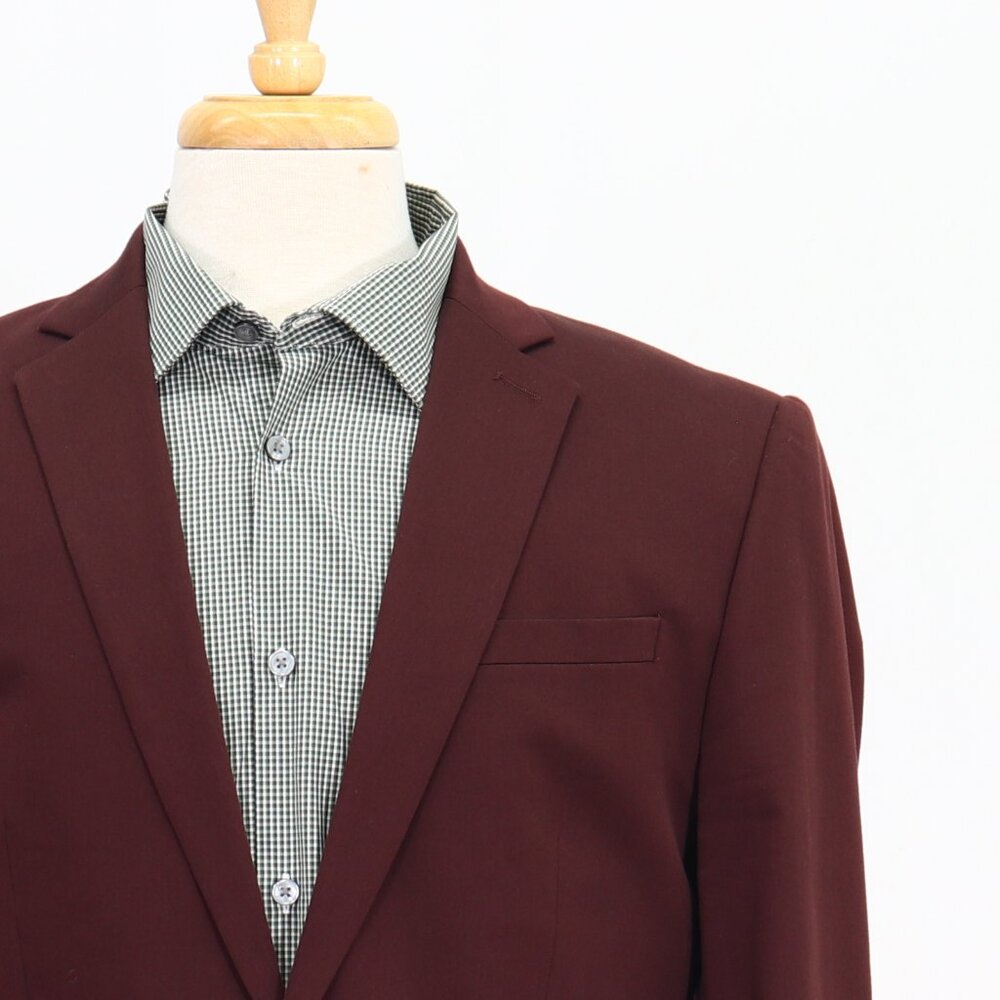 Express 40r Brown Solid 2-Button Sport Coat Blaze… - image 5